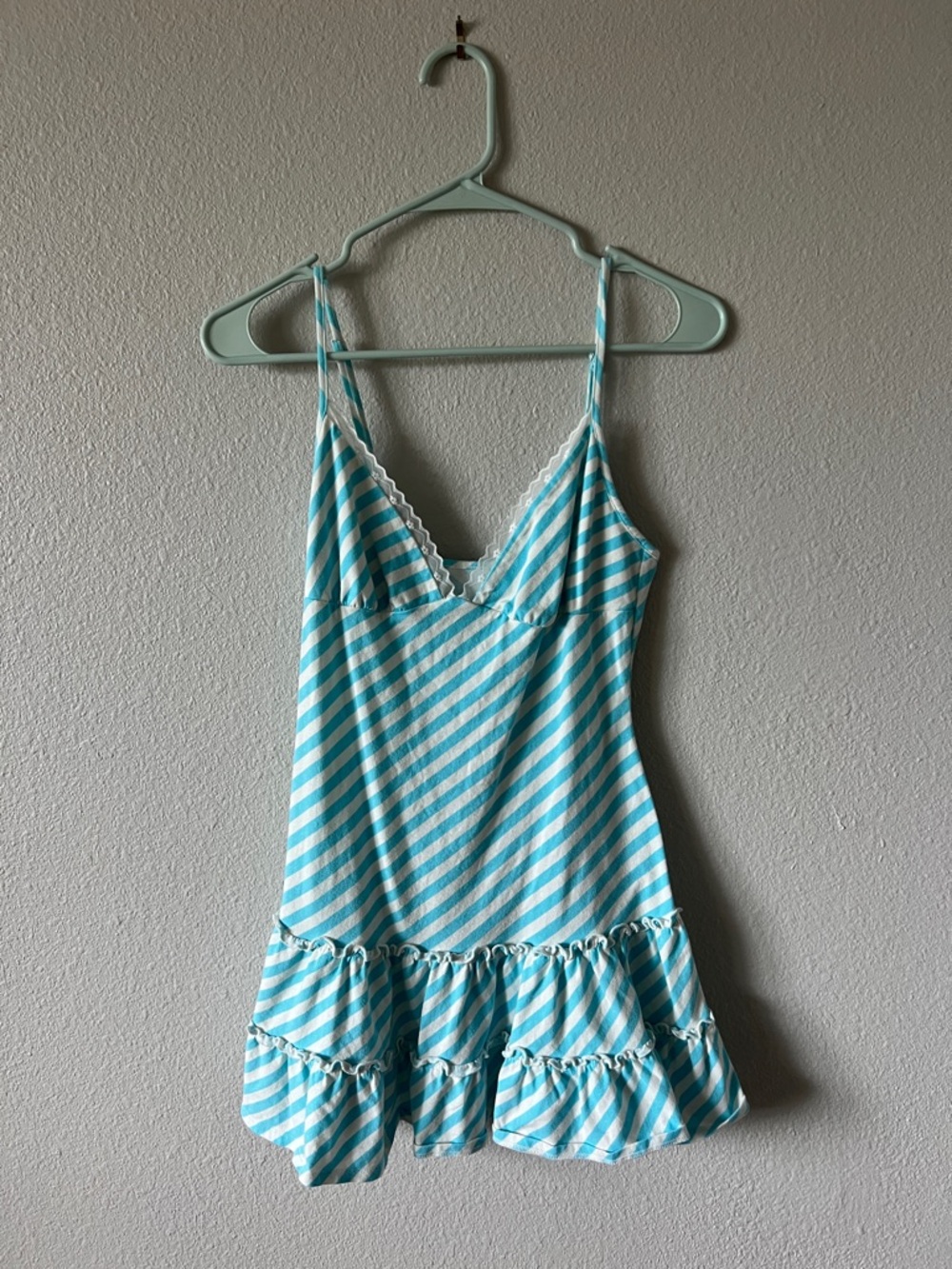 Urban Outfitters Aqua Blue & White Striped Sleep Chemise